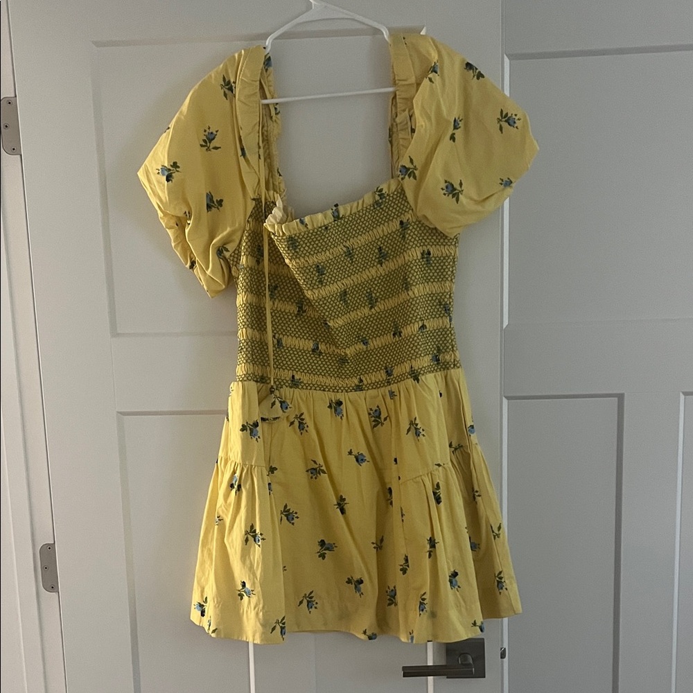 Anthropologie Yellow Floral Mini Dress